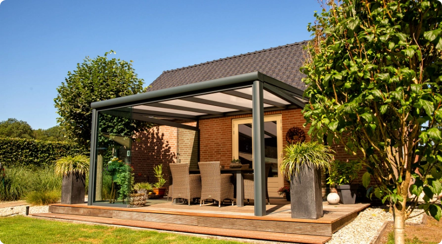 Garden pergola attached to house